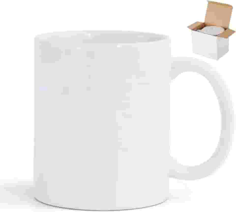 Caneca de café de cerâmica, canecas de sublimação, caneca de café branca de 325 ml, com caixa de embalagem, lavável na máquina, xícaras de chá de porcelana leve e brilhante com alça, xícaras