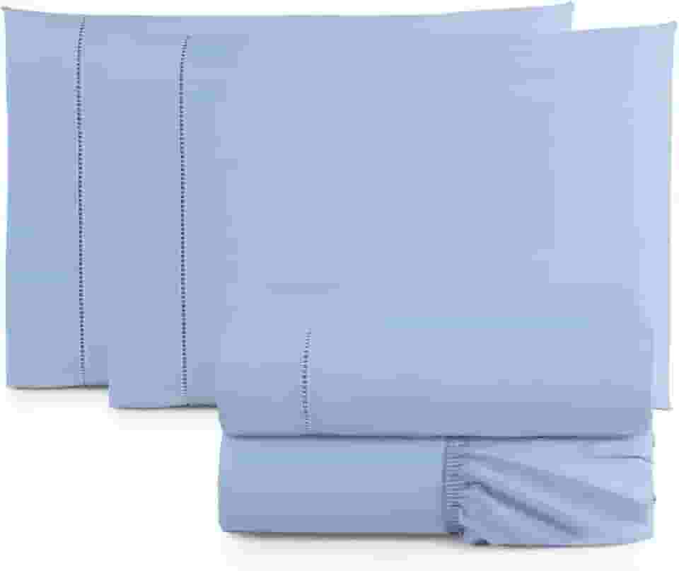 Jogo de Cama Casal Queen Percal 400 Fios Ponto Palito 04 Peças, Antiácaro, Não faz bolinha Toque Extra Macio (Azul)