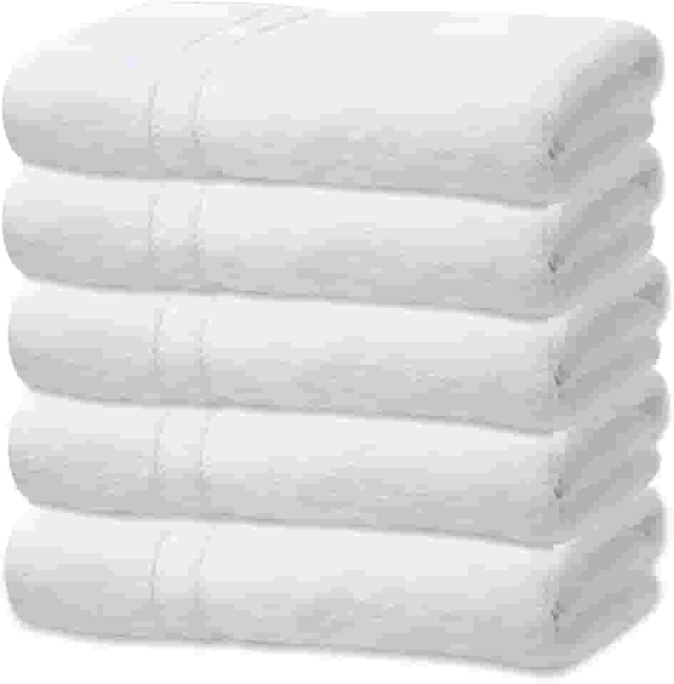 Kit 5 Toalhas de Banho Branca Hotel Macia Felpuda - Prata - Costura Dupla Reforçada (Branco Off White)