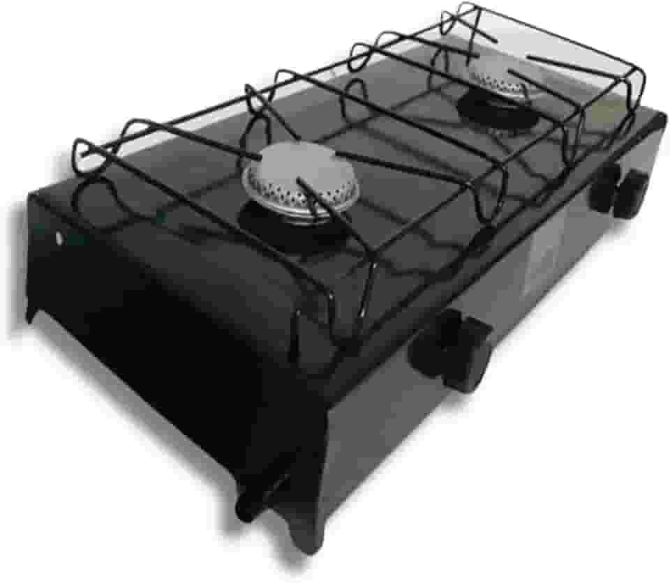 Fogão Fogareiro Camping 2 Bocas a Gas Preto - Mishe