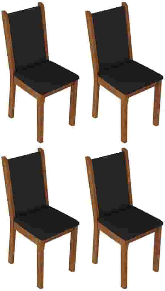 Kit 4 Cadeiras de Jantar 4291 Rustic/preto Madesa