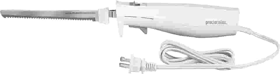 Faca elétrica Proctor Silex Easy Slice para esculpir carnes, aves, pão, espuma de artesanato e muito mais, leve com aderência contornada, branca
