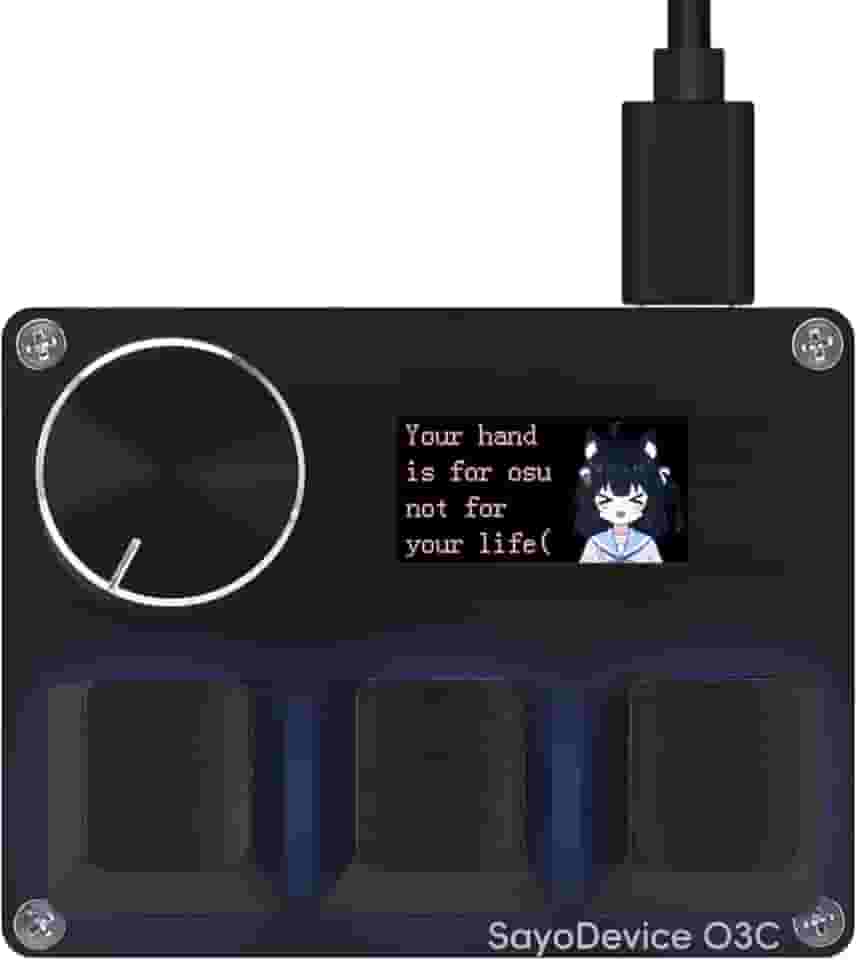 Sayo Device O3C Teclado para jogos personalizado, teclado de gatilho rápido, interruptores magnéticos com botão e tela, plug-and-play, copiar colar, preto