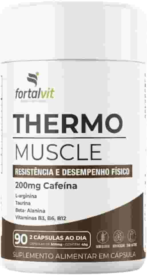 Thermo Muscle Pré-Treino, 90 Cápsulas, 200mg Cafeína, L-Arginina, Taurina, Beta-Alanina e Vitaminas do Complexo B, Fortalvit
