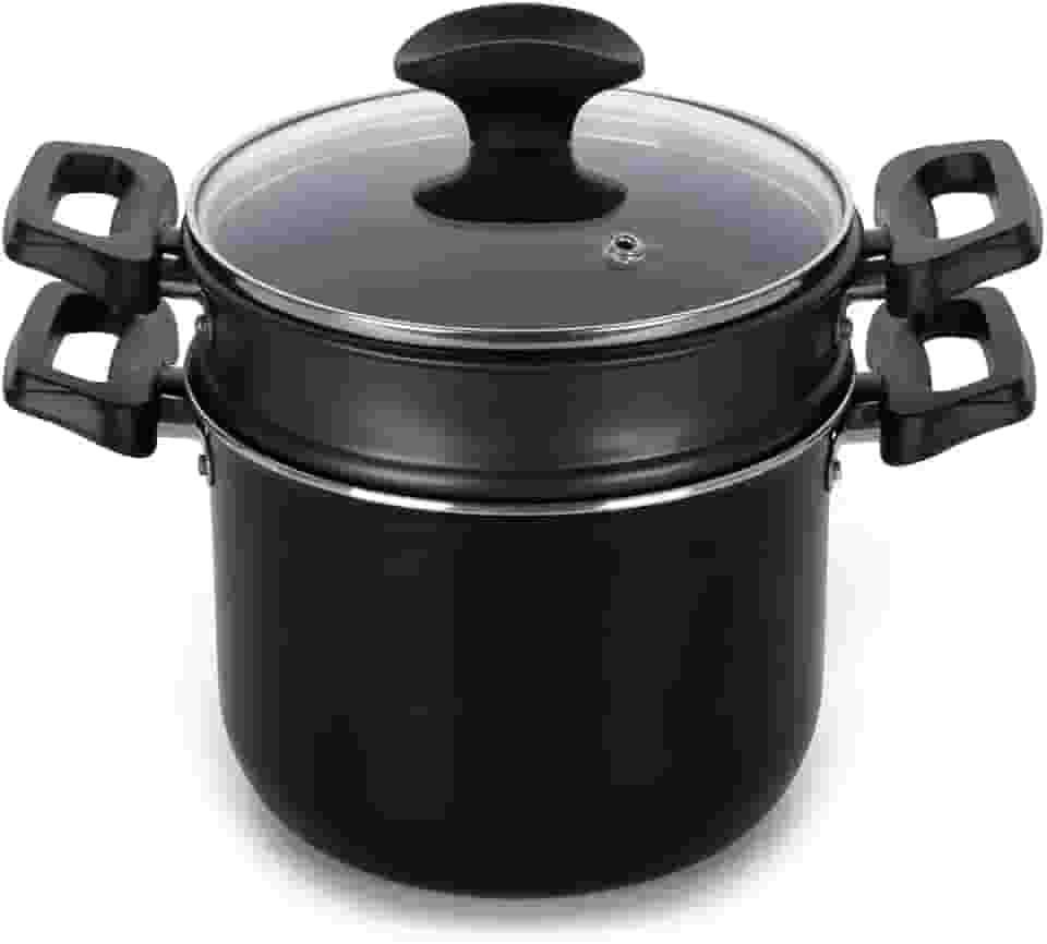 Multiflon Cuscuzeira de Aluminio 16 Centimetros Com Tampa de Vidro Linha Induct+ Resistente Eficiente Durável e Saudável