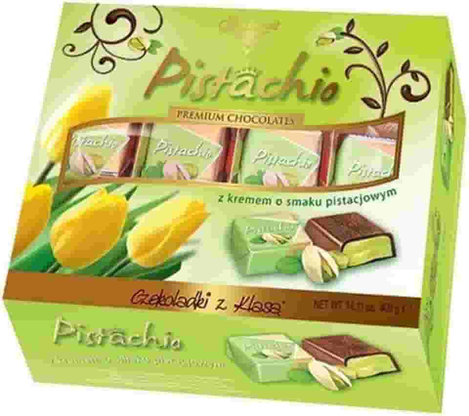 Chocolate Premium Com Pistache - Importado Da Polônia 400g