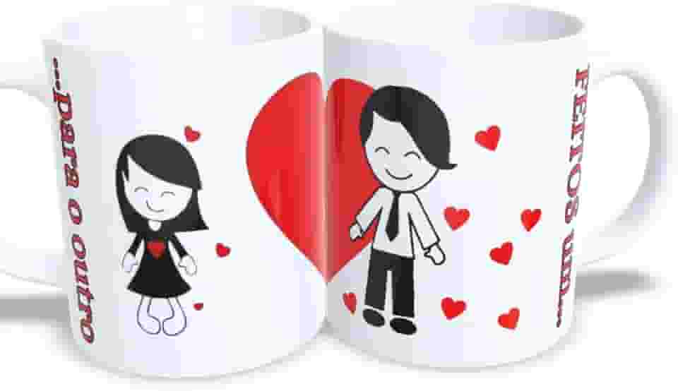 Kit 2 Canecas personalizada Casal Feitos um Para o outro - modelo ele e ela
