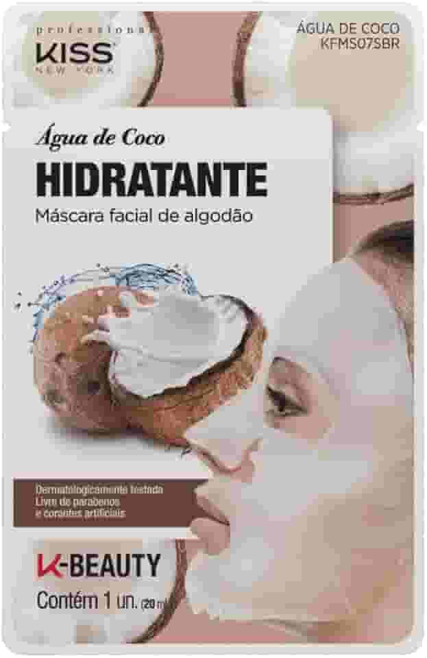 Kiss NY Professional Máscara Facial de Algodão - Água de Coco, Kiss New York Professional