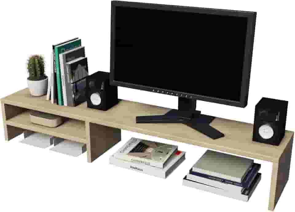 Suporte Para Monitor Elevado Mesa Home Office Setup Gamer Organizador MDP 100cm (Mel)