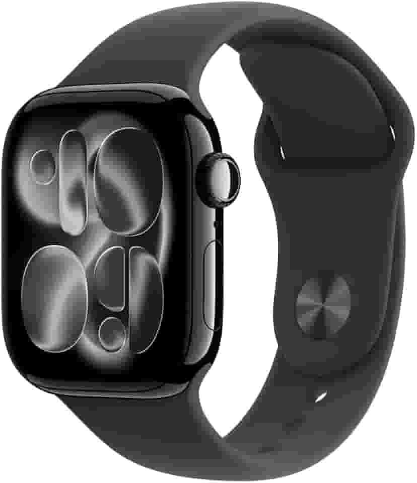 Apple Watch Series 11 GPS, Caixa em alumínio preto brilhante de 42 mm com Bracelete desportiva preta - P/M