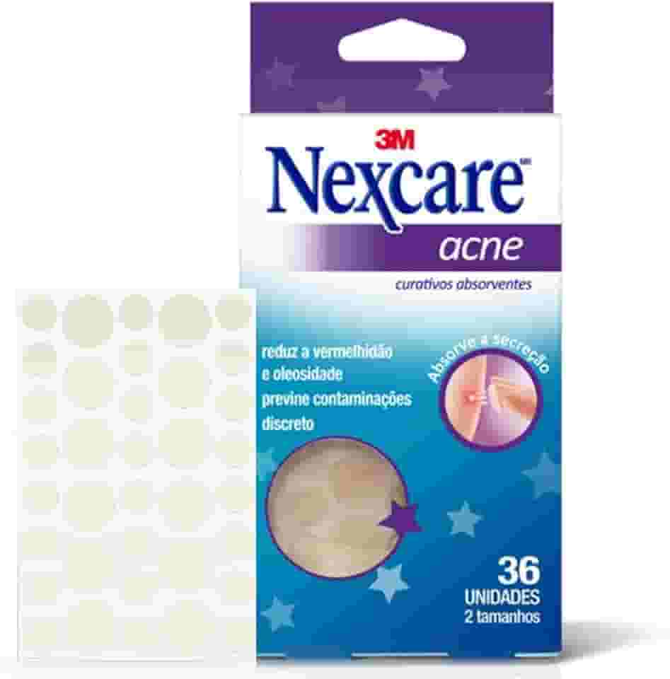Nexcare, 3M, Adesivo para Acne e Espinha, Transparente com gel hidrocolóide, 36 Unidades