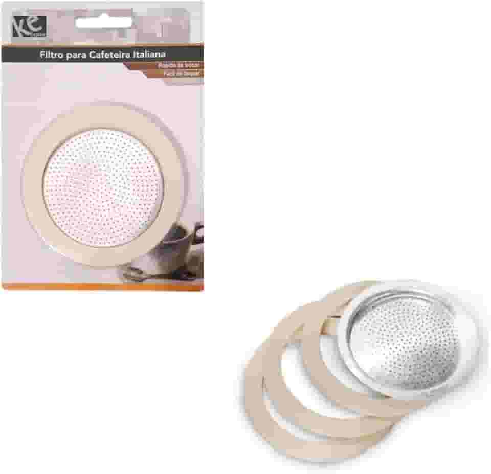 Filtro E Borrachas Vedação Para Cafeteira Italiana/Moka De Alumínio Reposição Tamanhos (12 xícaras)