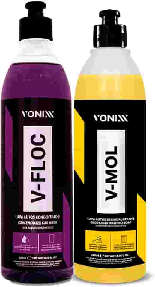 Kit Lavagem Automotiva Shampoo V-Floc 500ml + Desincrustante V-Mol 500ml Vonixx