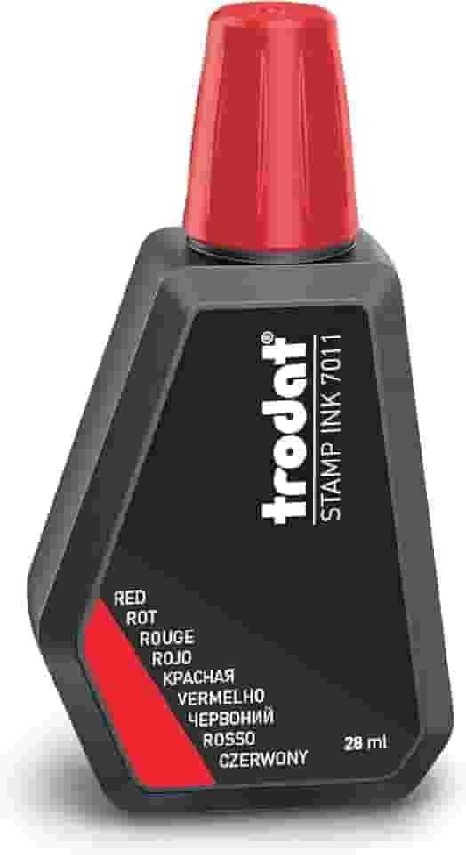 Trodat Tinta 7011, frasco de 28 ml, vermelho – para carimbos Trodat 9051, 9052, 9053 e 9054