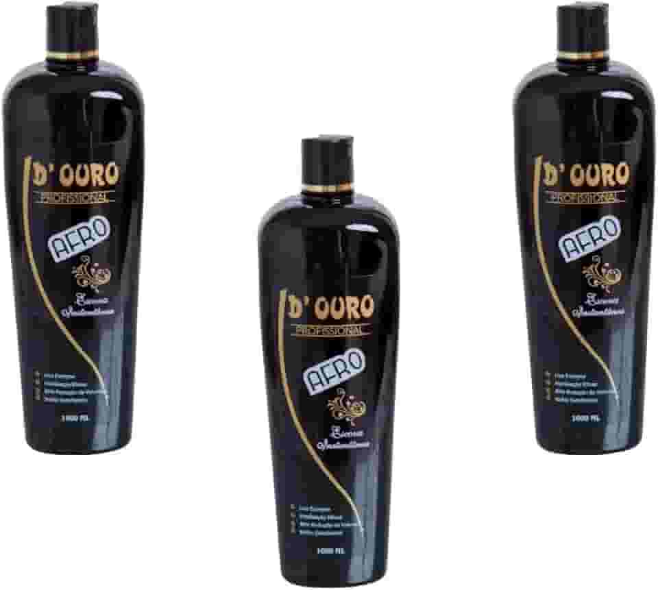 D’Ouro Escova Progressiva Afro 3×1000 ml – Kit para salões | redução de volume, maciez, proteção capilar