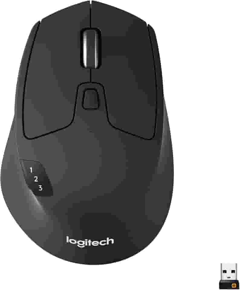 Mouse sem fio Logitech M720 Triathlon com Conexão USB Unifying ou Bluetooth com Easy-Switch para até 3 Dispositivos, 1000 DPI, 6 Botões Programáveis e Pilha Inclusa
