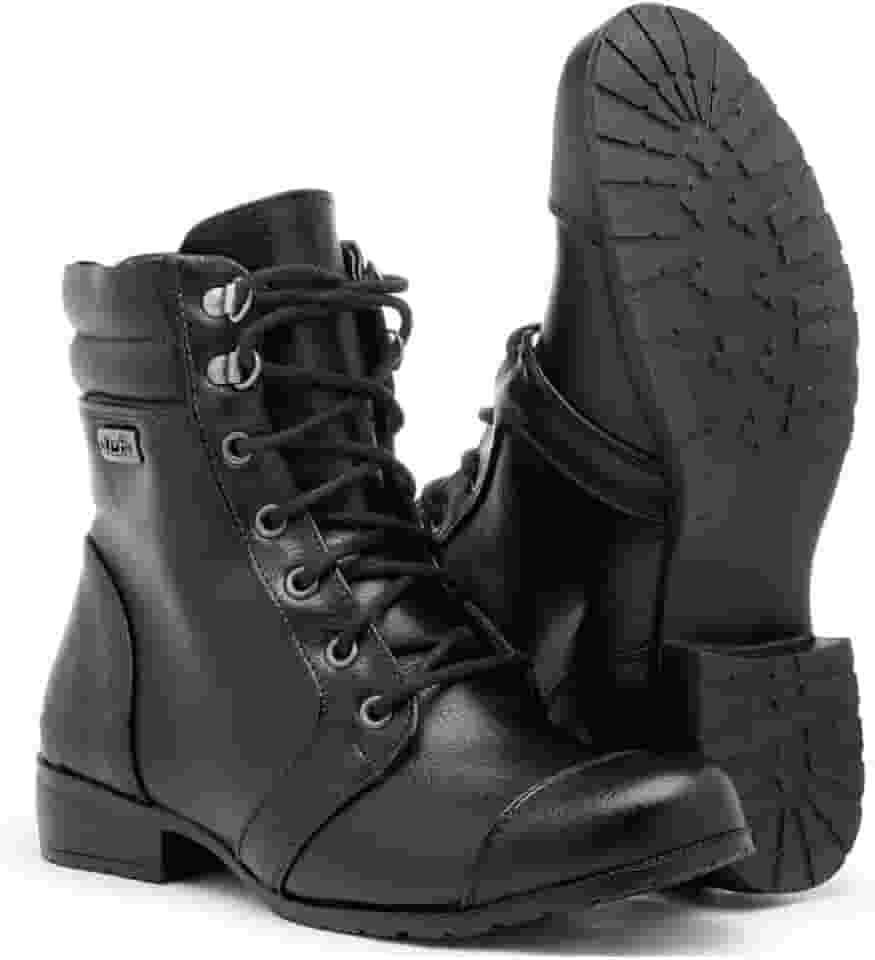 Bota Militar Feminina Cano Médio Confortável Estilo Coturno
