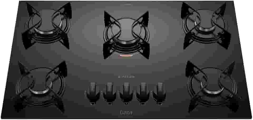 Cooktop 5 Bocas Preto com Mesa de Vidro Atlas U Top Bivolt