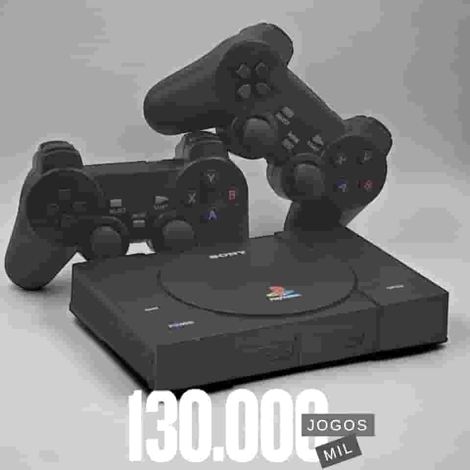 Console Retrô PSX com 130 mil jogos na memória + 2 Controles diversos Games e Jogos com 700 Jogos PS1 - Black (Black)