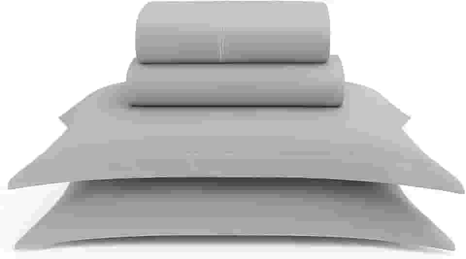 Jogo de Lençol 4 Peças Percal 100% Algodão Premium, Branco, Com Fronhas de Aba, Qualidade Hoteleira (Cinza, Queen)