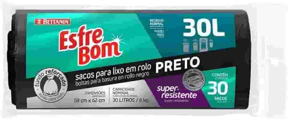 EsfreBom - Rolo de Saco para Lixo com 30 sacos de 30 Litros, Cor Preta, Bettanin