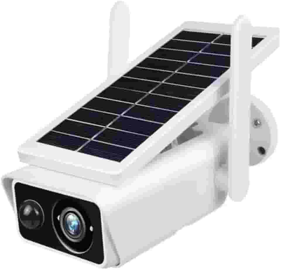 Câmera de segurança externa sem fio, energia de bateria recarregável solar WiFi, câmeras domésticas de vigilância IP, com detecção de movimento PIR, visão noturna, áudio bidirecional