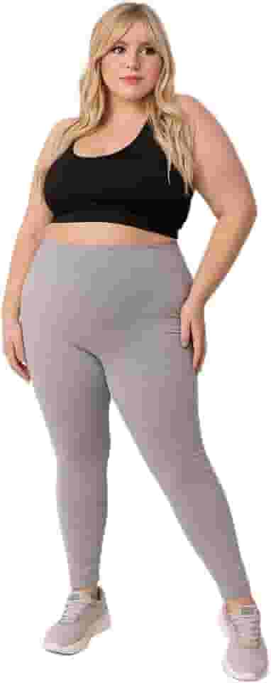 Calça legging plus size de malha cotton