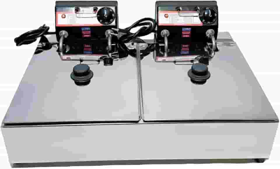 Fritadeira Elétrica Industrial 2 Cubas 10L com Tampa - Praticidade e eficiência para Diversos Ambientes (220V)