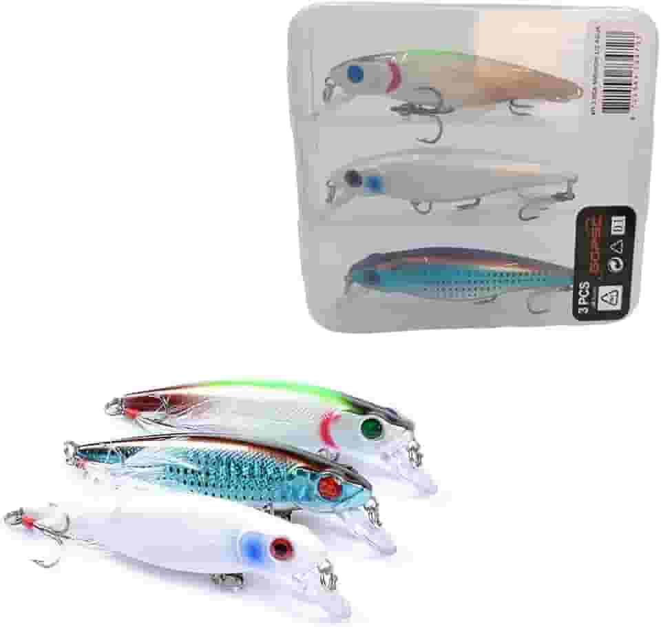 Kit 3 Iscas Artificiais Minnow Meia Água Para Tucunaré Traíra Dourado Robalo Black Bass