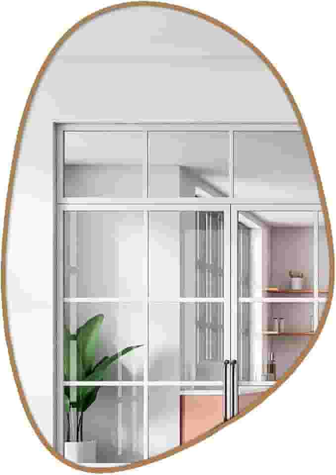 Espelho Decorativo modelo Orgânico de 60x40 com Suporte para Parede (Caramelo)