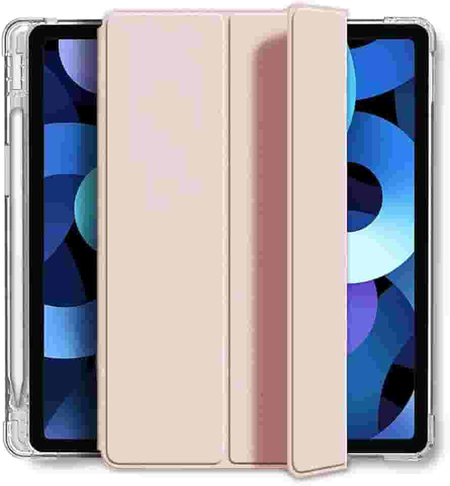 Capa Para iPad 9ª 8ª 7ª 10.2" Com Suporte Para Caneta Proteção Total Anti Impacto Tampa Magnética Fundo Transparente Capa ipad 9 (Rosa)