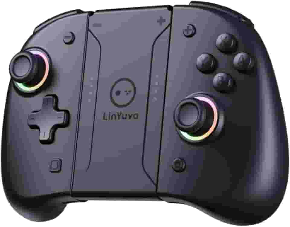 Controle sem Fio para Nintendo Switch Hall Effect Bluetooth, Vibração, Sensor de Movimento, Pega Confortável, Preto Básica