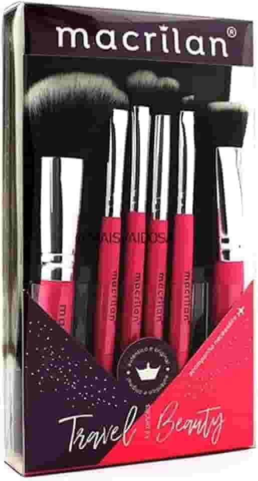 Kit com 6 pincéis profissionais e nécessaire KP10-2 Travel Beauty – MACRILAN, Macrilan