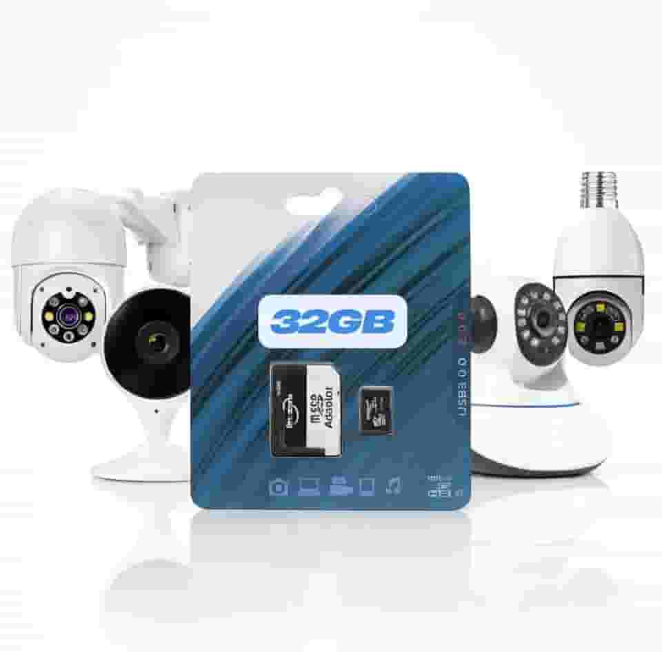 Cartão de memória 32GB para camera wifi, camera baba eletronica, 3 antenas, intebra, drones, celular, games, fotos, vídeos salva, friday (32GB)