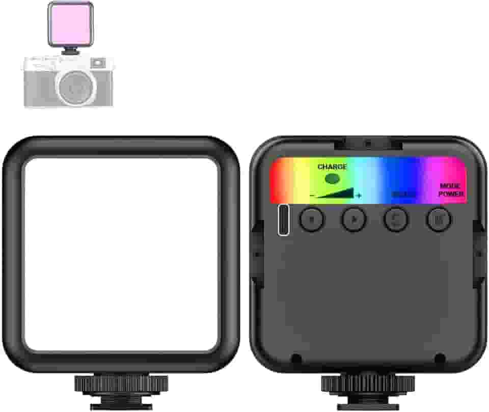 64 RGB COB Luz de vídeo, mini cubo de luzes, luz de câmera de LED 360°, iluminação de vídeo portátil colorida, recarregável de 1800 mAh, designs magnéticos e 13 efeitos de luz dinâmicos, Preto