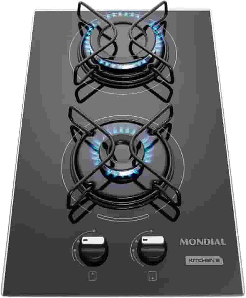 Cooktop a Gás, 2 Bocas, Mondial, Preto/Inox, Bivolt - CTG-04