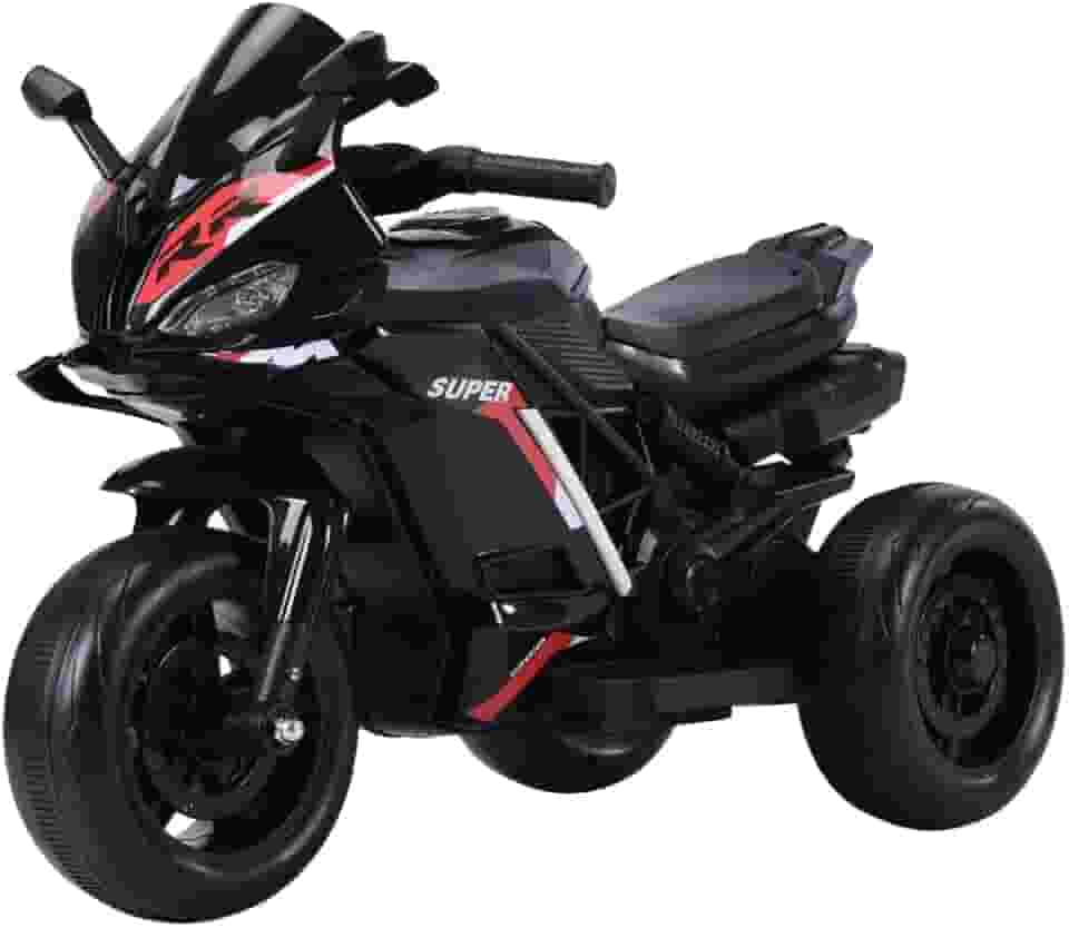 Moto Elétrica Infantil Mini 3 Rodas Frente/Ré Maxi Toys (Preto)