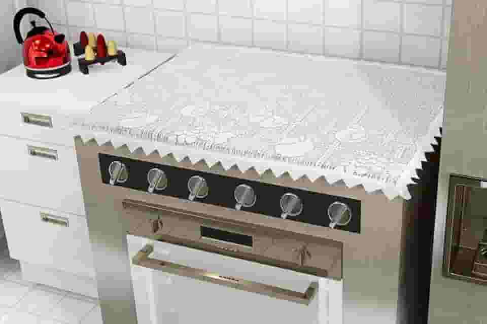 CAPA PARA TAMPA DE FOGÃO 6 BOCAS DE RENDA