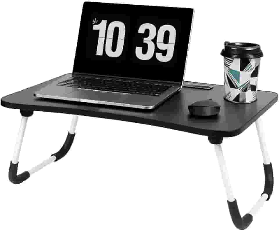 Mesa Para Notebook Portátil Articulada Mdf Grafite Suporte Para Laptop Dobrável Home Office Cama Porta Tablet (Preto)
