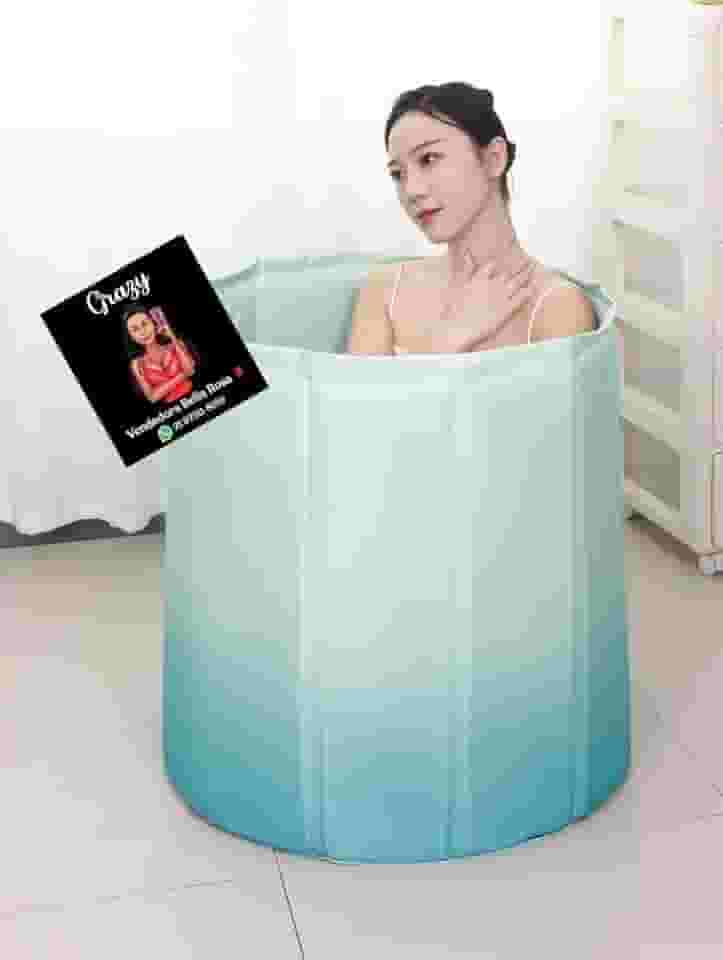 Banheira Dobrável Portátil para Adultos, Design Floral, Estilo Ofurô SPA, Fácil Armazenamento