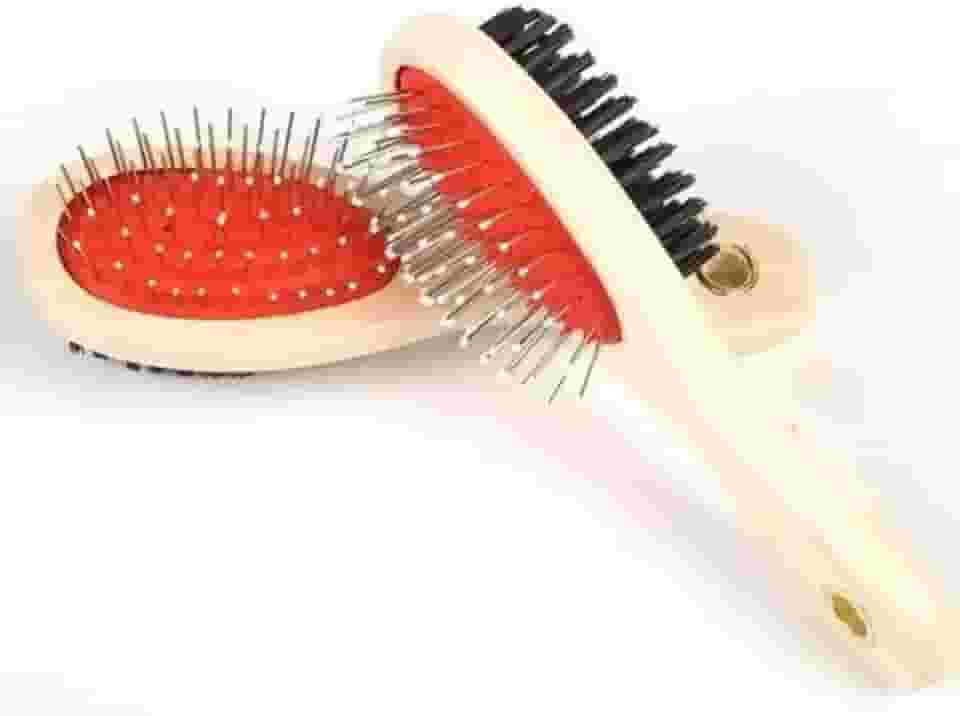 Escova Pet Dupla Face Pinos C/Bolinhas E Macia Para Pentear Cabelo Pelos Descamação de Cachorros E Gatos escova de limpeza Com Cabo De Madeira