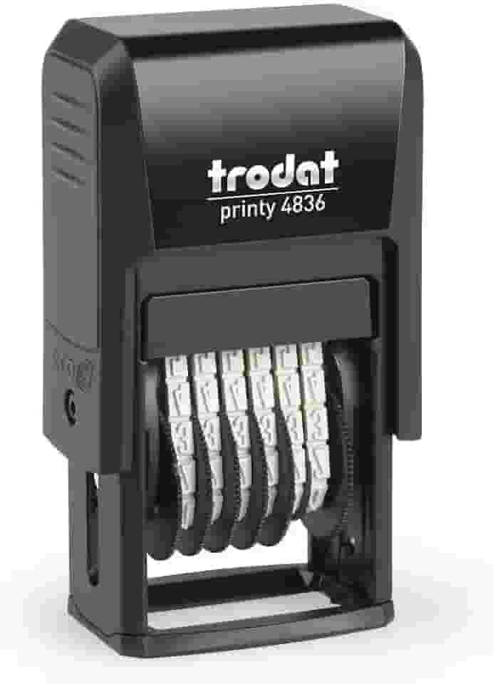 Trodat Estampado 4836 Carimbo de 15 cm de altura, 3,8 mm, preto