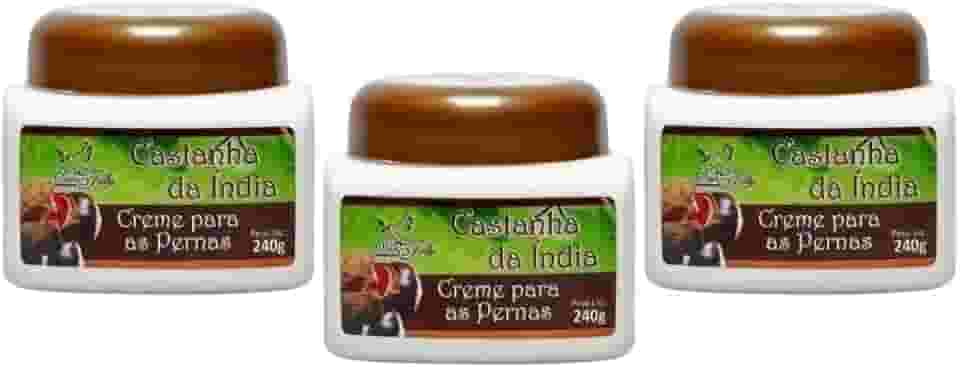 Creme para Pernas Castanha da Índia, Tratamento para Varizes e Má Circulação, Kit com 3 Unidades, 240g Cada