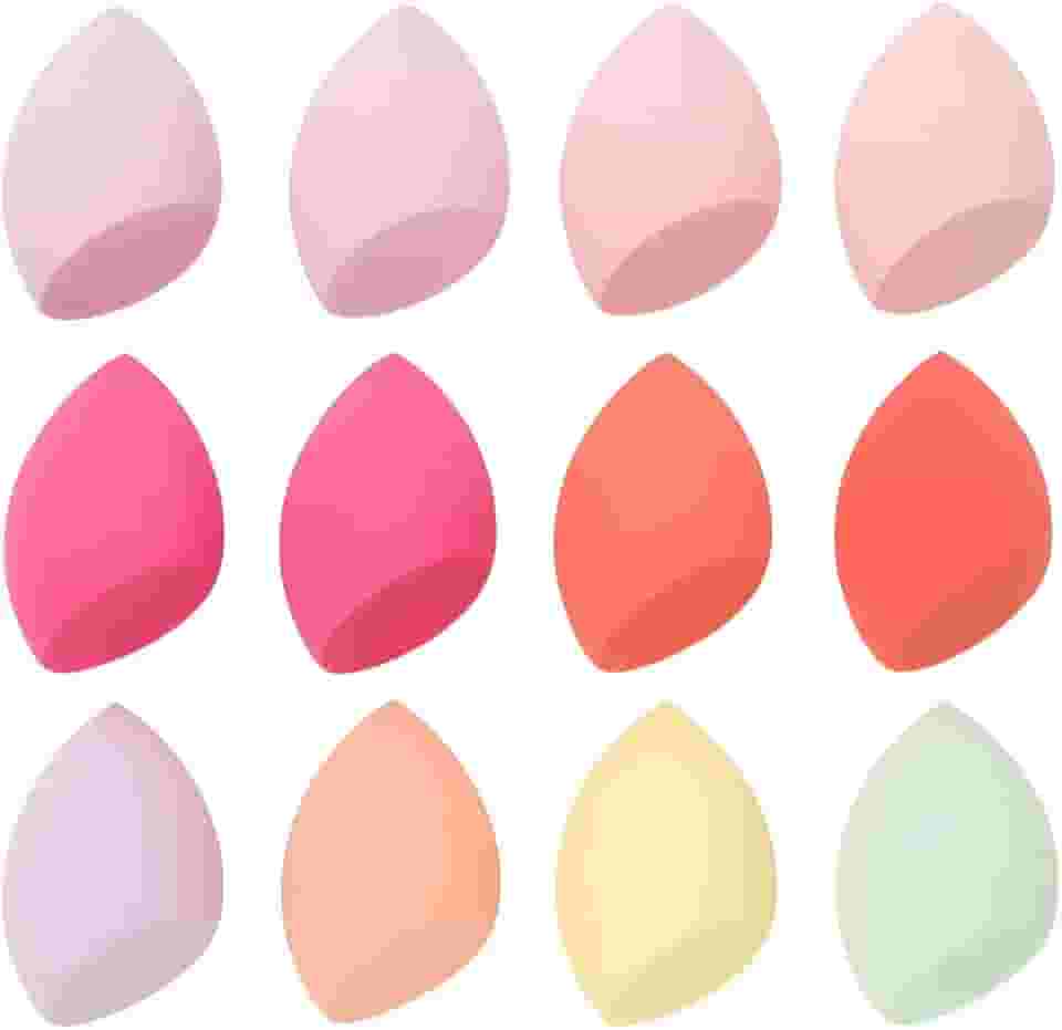Kit 12 Esponja De Maquiagem Facial Chanfrada Gota Espuma Para Base Corretivo Pó Contorno