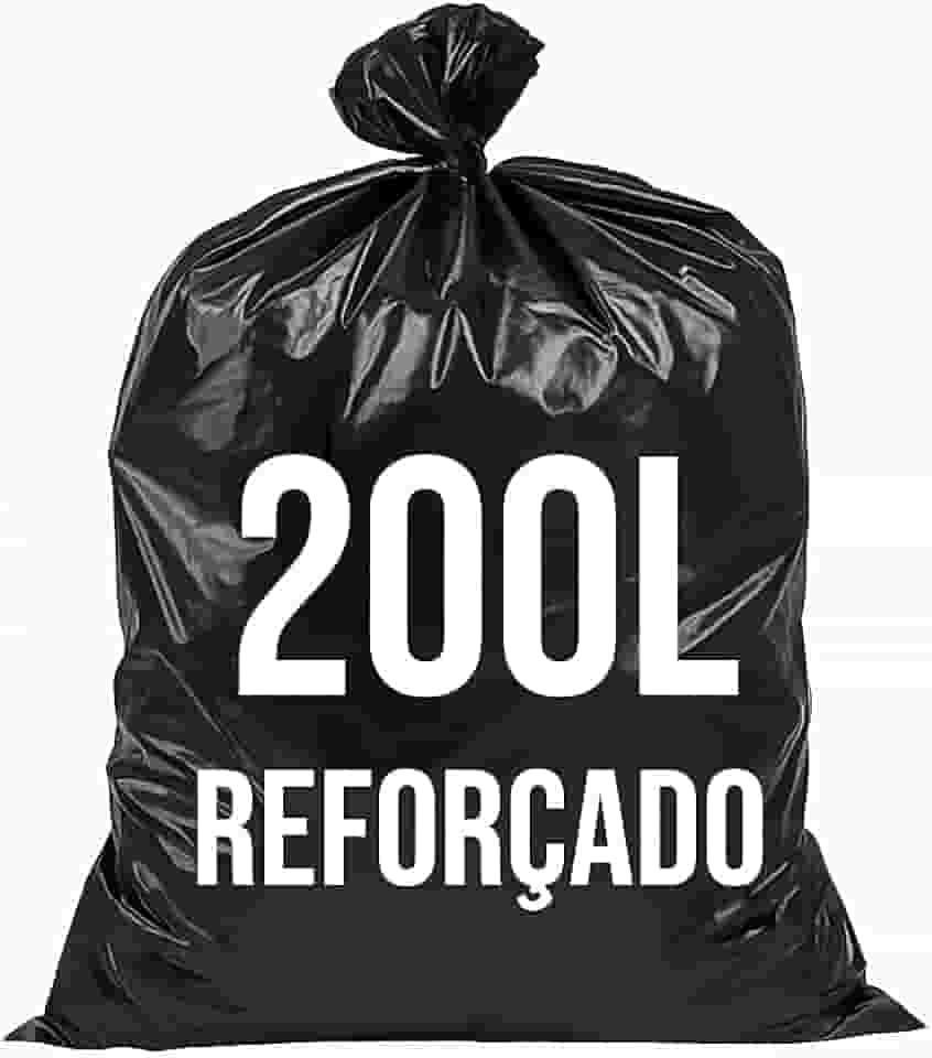 25un. Saco de Lixo 200 Litros Preto Reforçado Tamanho 90X100 Residencial e Comercial
