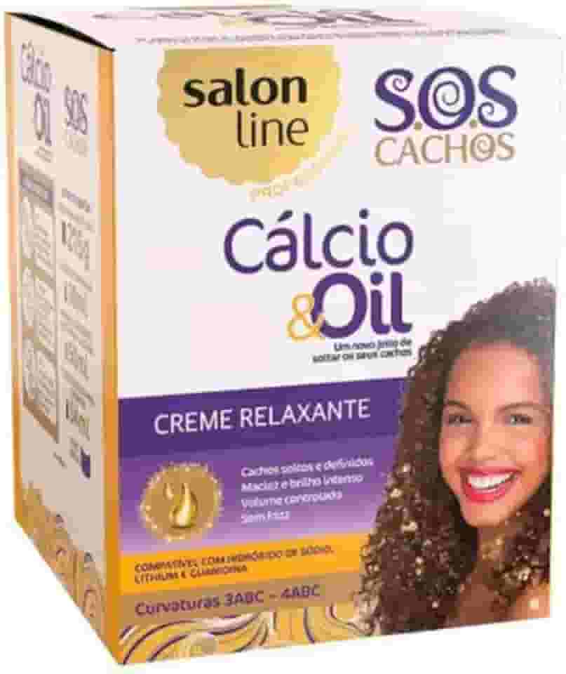 Salon Line, Creme Relaxante, Guanidina Calcio & Oil, O Kit contém 215g, 30ml, 50ml e 54ml