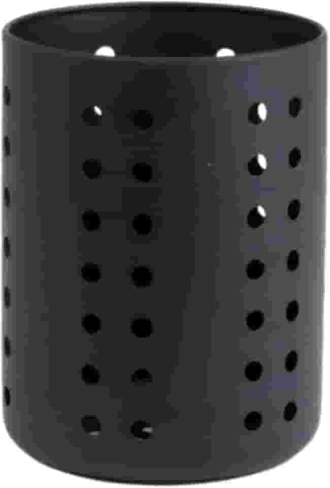 Porta Utensílios De Cozinha 10cm x 12,5cm Escorredor De Talheres Suporte De Talheres Em Inox Redondo Organizador De Pia Suporte Vazado Para Espátulas Colheres Conchas (Preto)