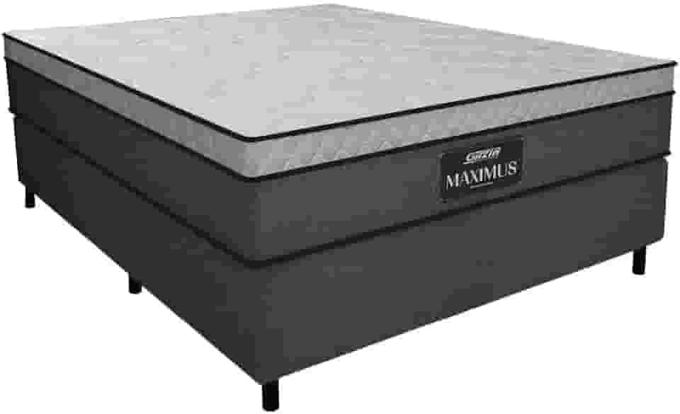Cama Box Casal Colchão Gazin Maximus Molas Ensacadas 138x188x62cm Linho Grafite/Preto - Suporta até 120Kg por Pessoa