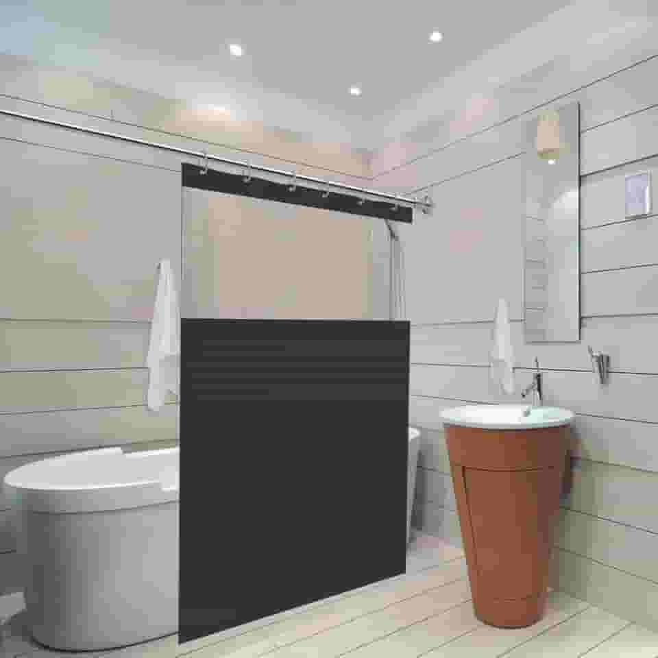 Cortina Box Para Banheiro Com Visor 100% PVC 1,38m X 1,98m - Preto