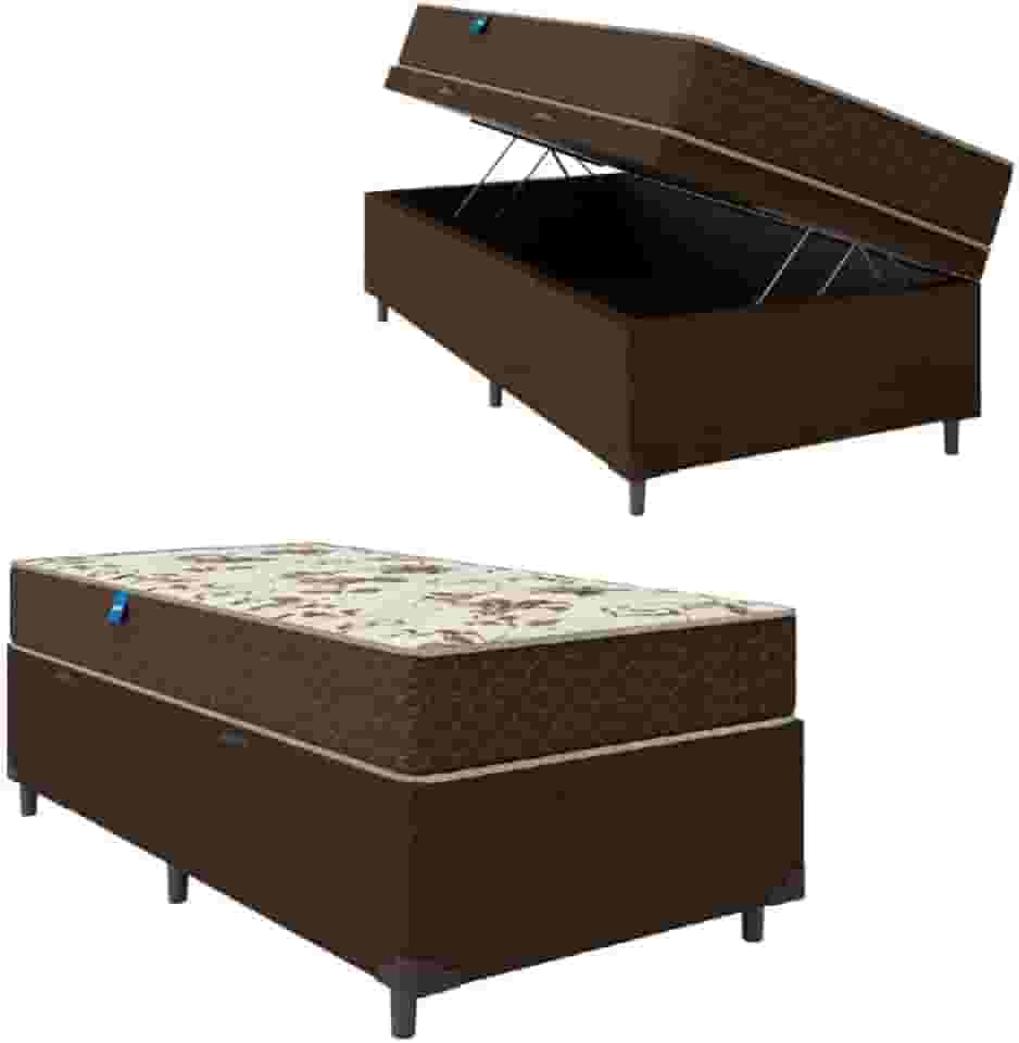 Cama Box Baú Solteiro Colchão Espuma D33 Marquês 88x188x60cm Marrom Umaflex - Suporta até 90kg por Pessoa